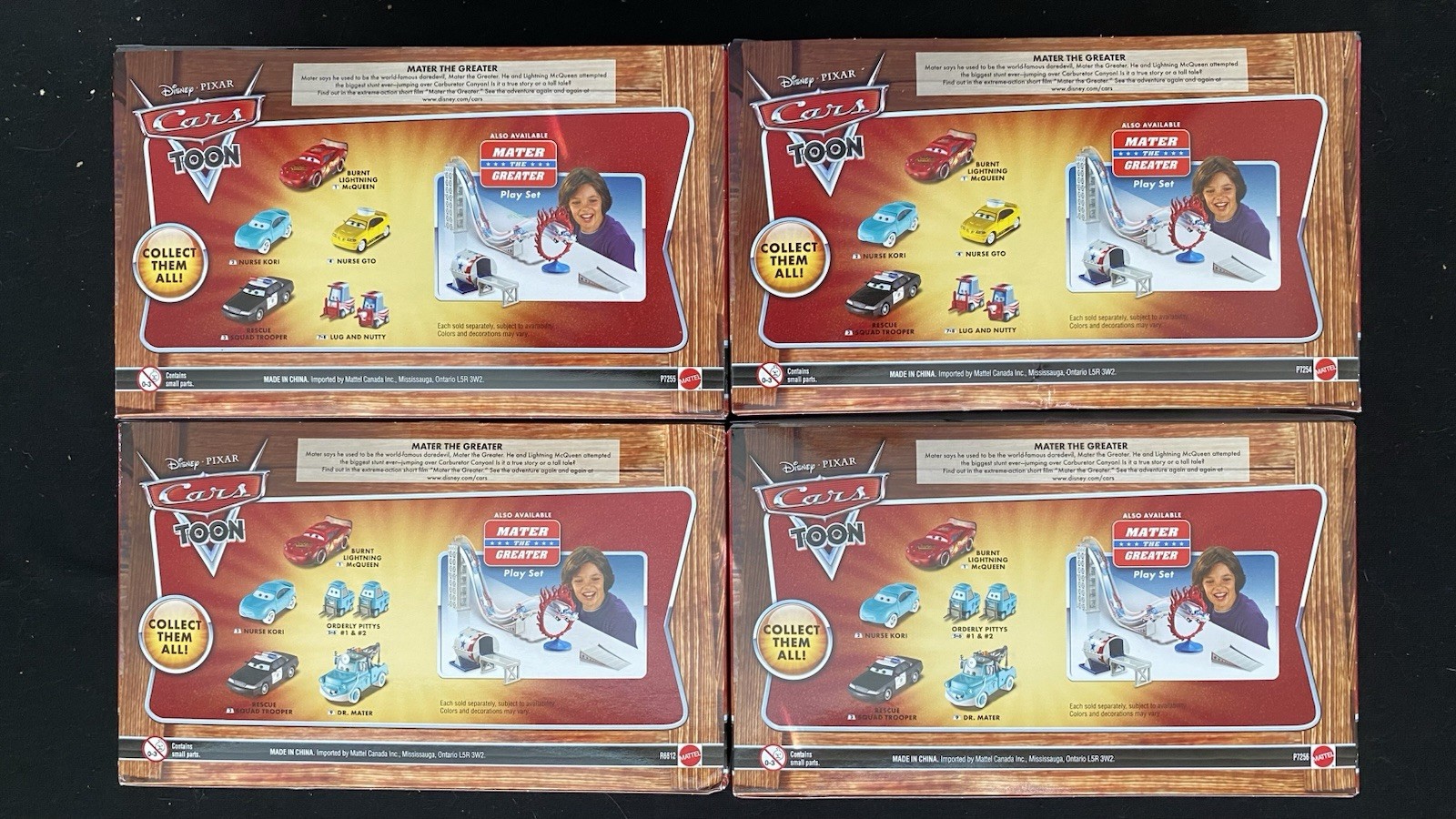 Disney Pixar Cars Toons: ALL 4 Mater the Greater 4 Pack Box Sets Mint Packages