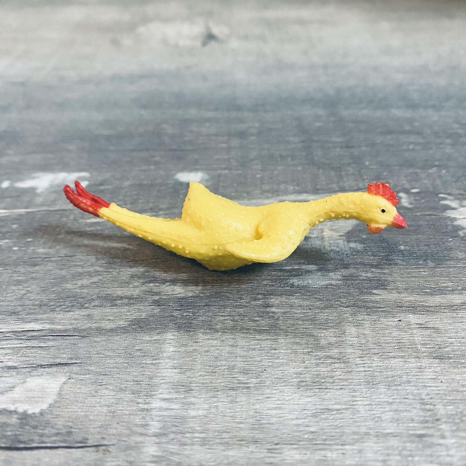 Yellow/Red Plastic Rubber Mini 3″ Chicken Toy Figure Cake Topper