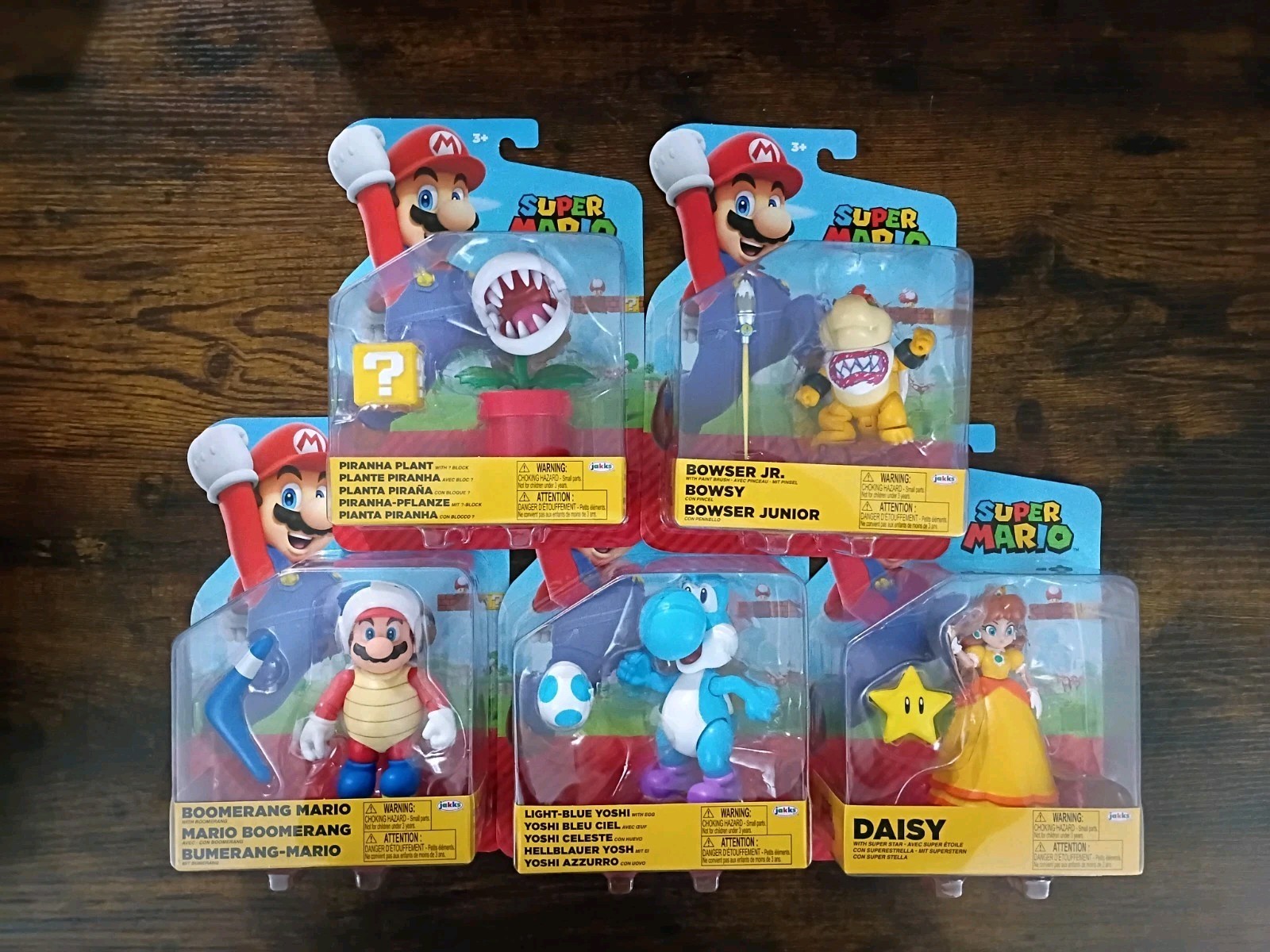 5-PK SUPER MARIO 4″ World of Nintendo Daisy Boomerang Bowser JR Piranha Yoshi