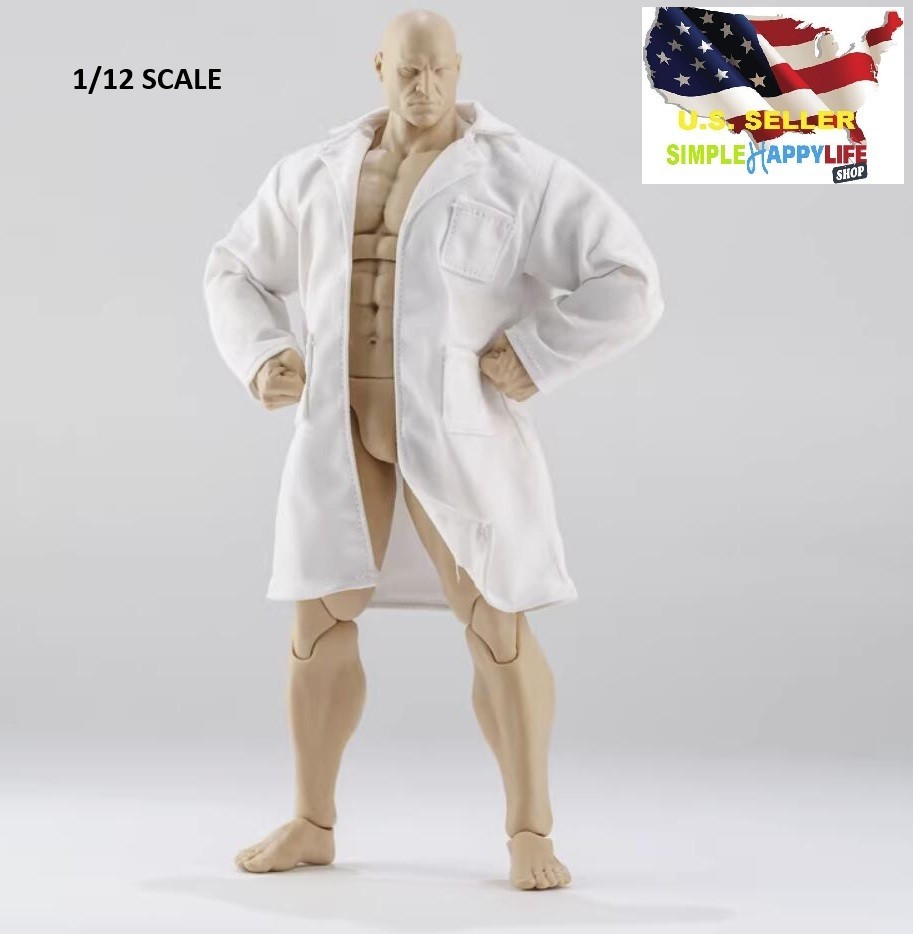 1/12 White Lab Coat for 7″ STRONG figure Doctor Nota Mezco McFarlane WWE ❶USA❶