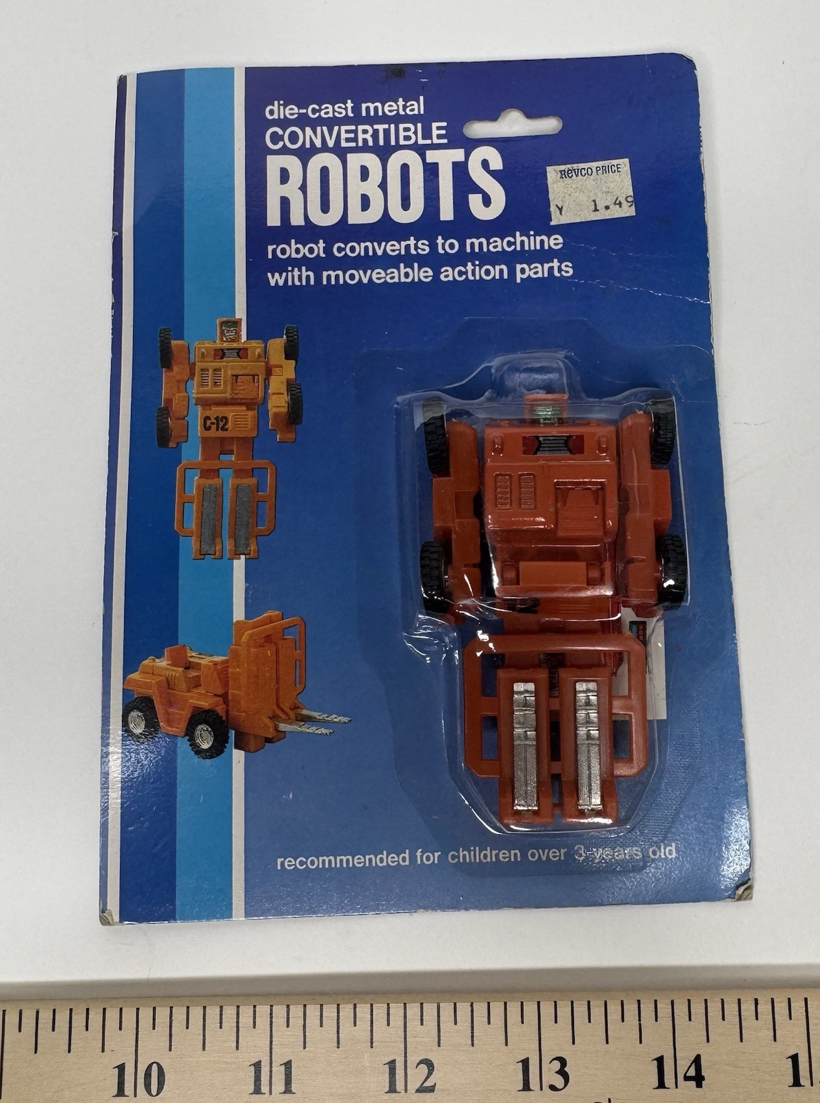 Die-Cast Metal Convertible Robots Tranforms To Forklift Toy 1980’s Diecast