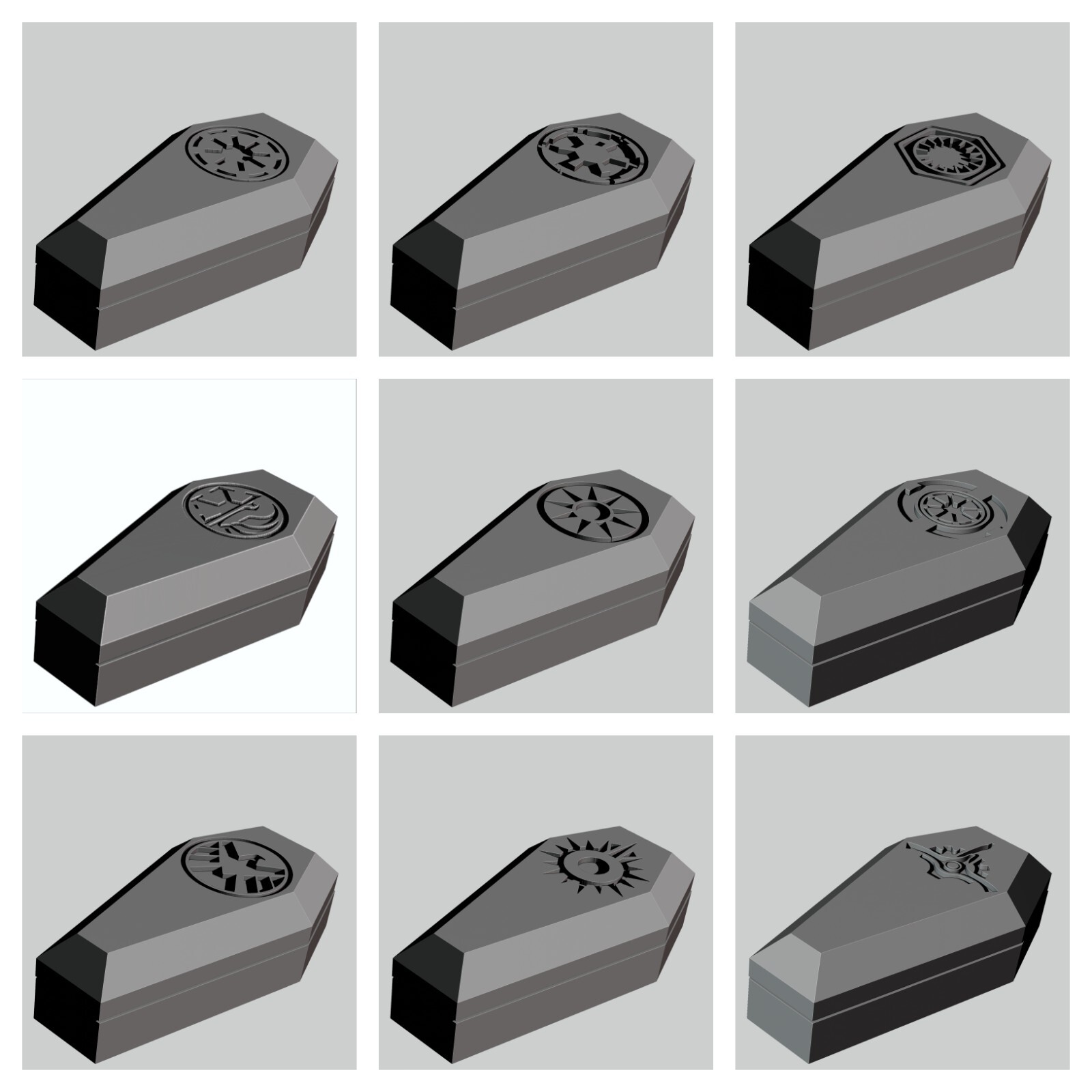 Coffins with Symbols for 3.75″ & 6″ Figure Diorama (1:18 & 1:12 scales) Painted