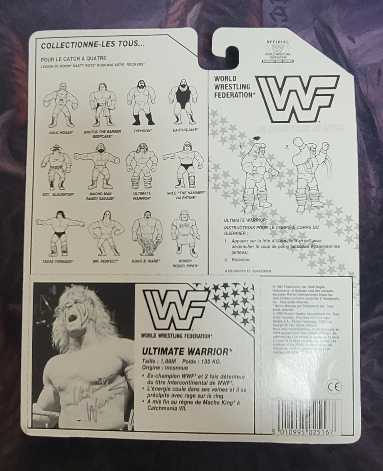 The Ultimate Warrior WWF 1991 Vintage Action Figure On French Card