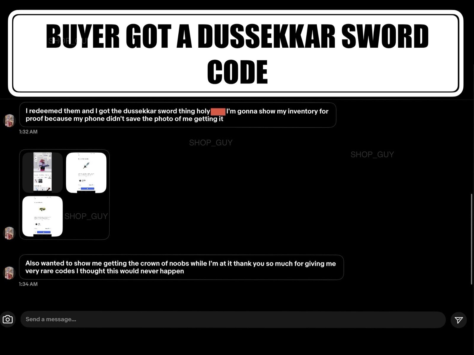 ROBLOX Toy Code! Sent Via Messages! Read Description✅✅￼