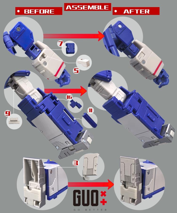 Side skirt Fills Shoulder Cannon Upgrade Kit For SS86 Soundwave by GOBetter 3D