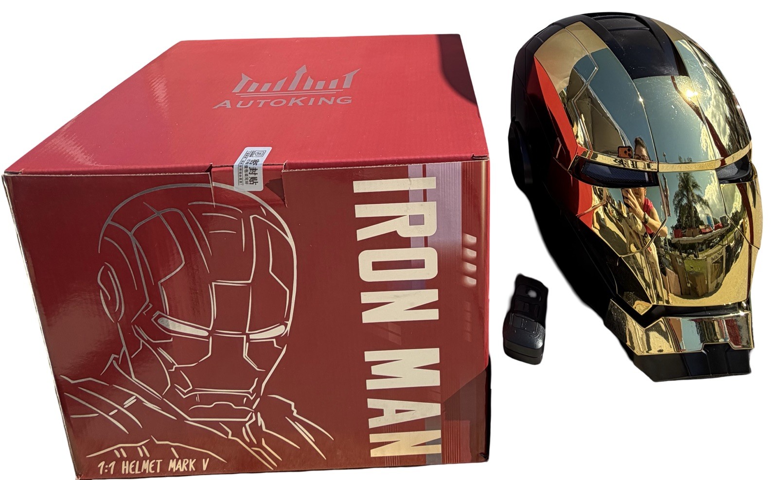 AUTOKING 1:1 Wearable JARVIS Voice Control Cosplay Iron Man MK5 Helmet Mask Gift