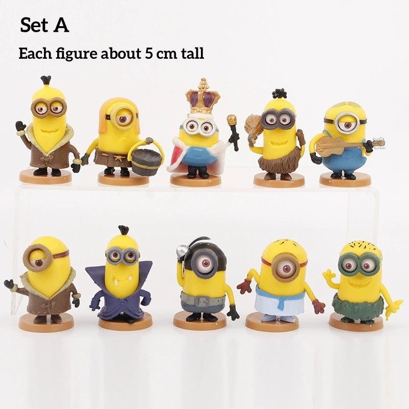10Pcs/Set Kawaii Minions Toys 3D Eye Despicable Action Figure Kids/Adults Decora