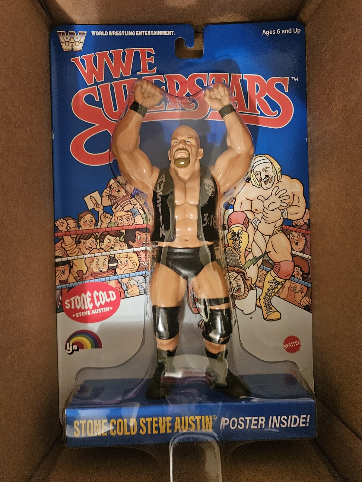 Mattel WWE Superstars Stone Cold Steve Austin Action Figure 1996 (Poster Inside)