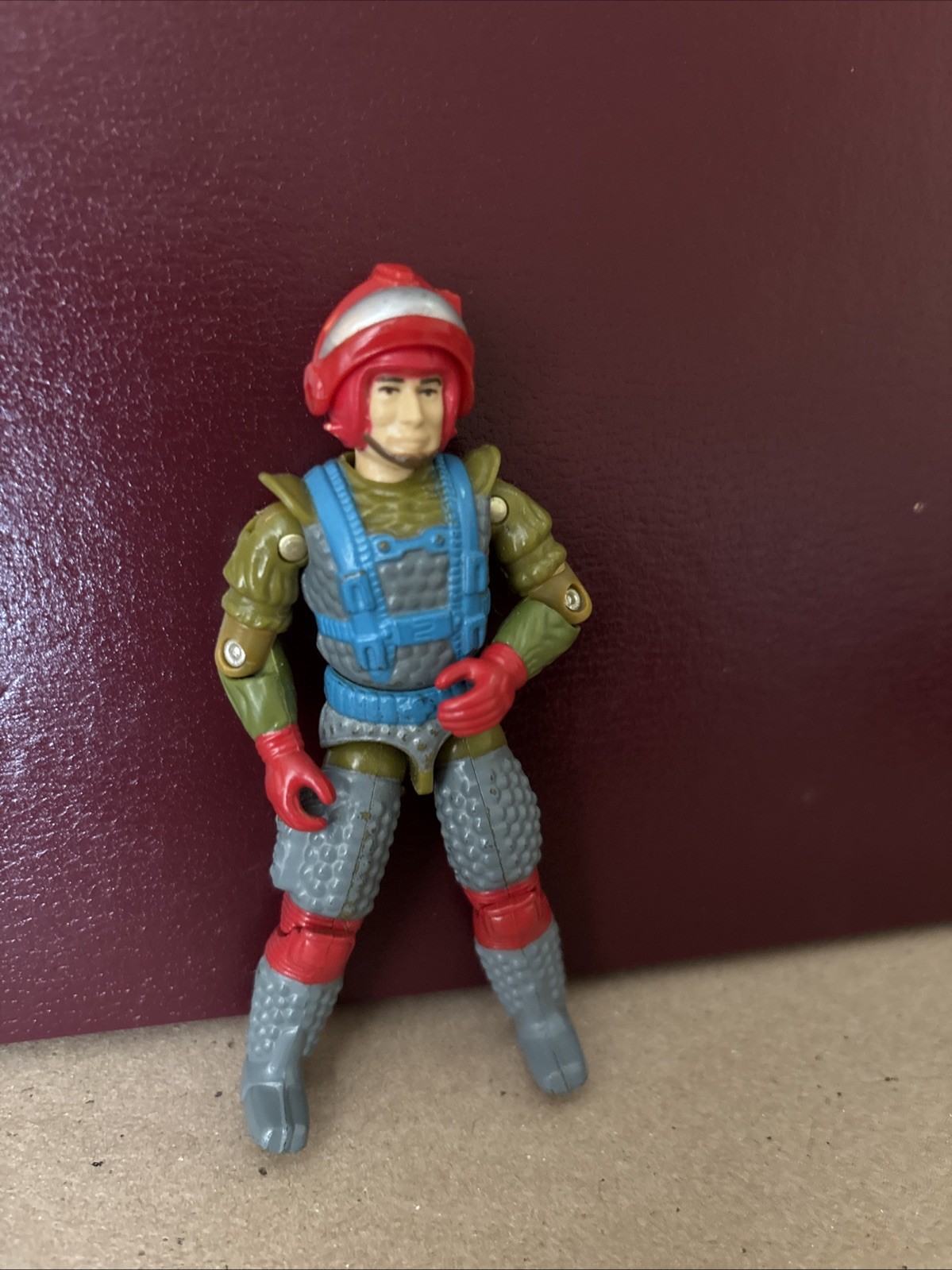 Red, Blue, Olive Green & Gray Action Figure Military Theme Removable Helmet