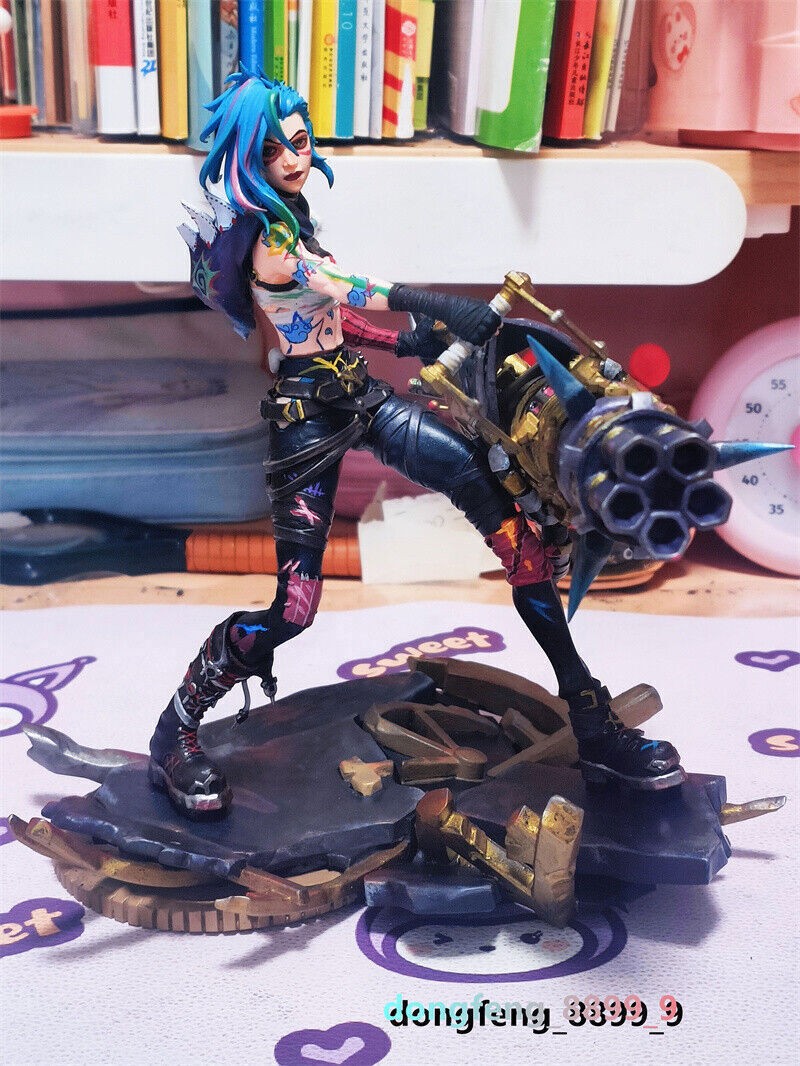 LOL League of Legends Jinx Arcane Fishbones Painted Statue Figure Model Collect
