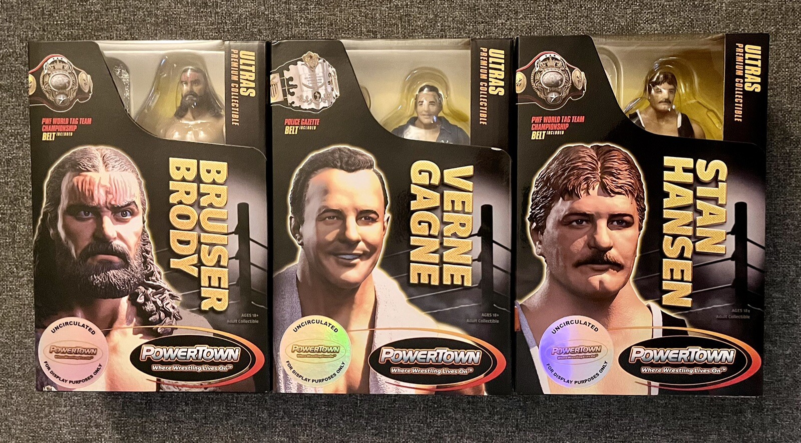 PowerTown ULTRAS Series 1: Bruiser Brody/Verne Gagne/Stan Hansen VAULTED FIGURES