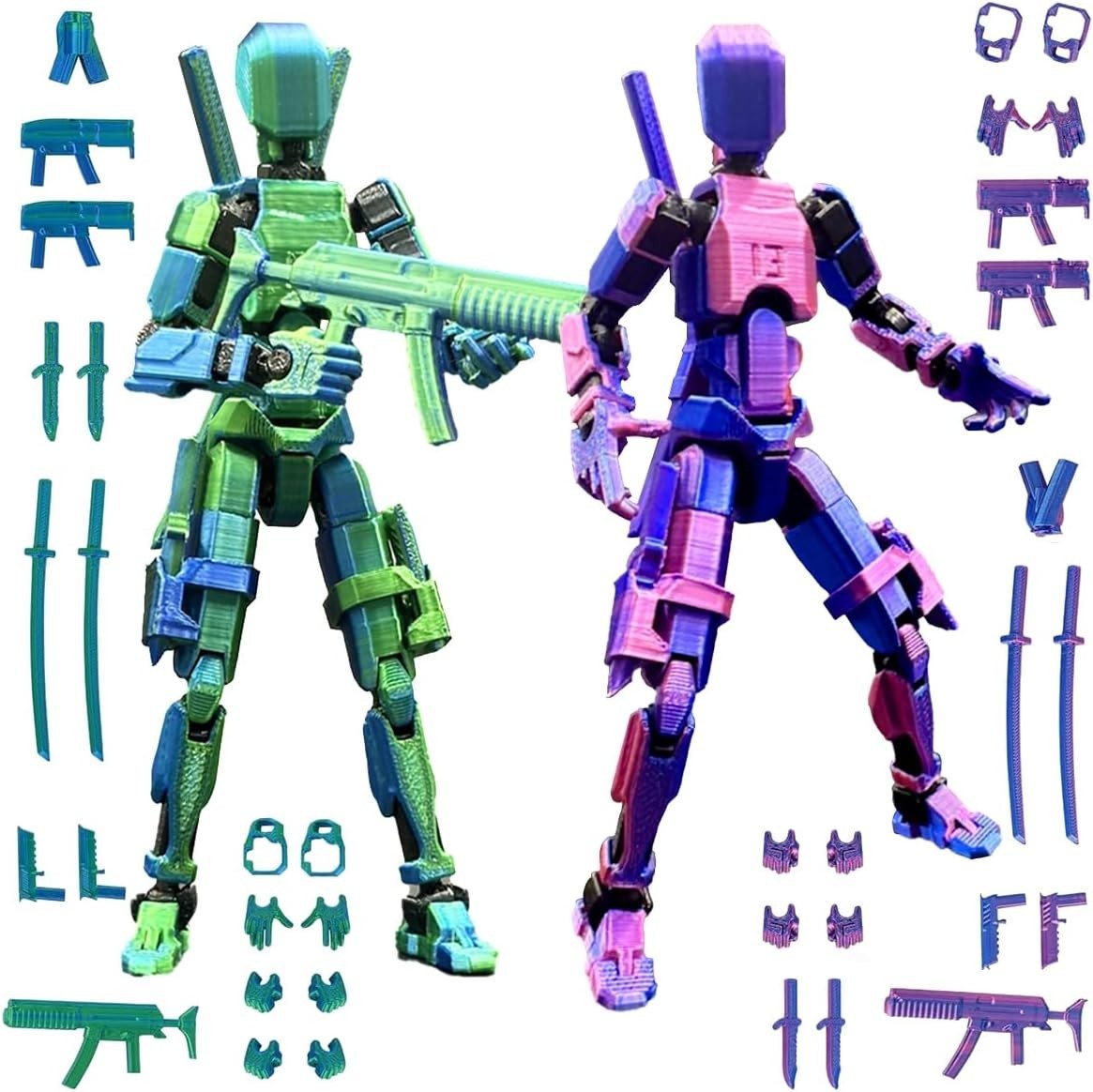 T13 Action Figure Set (Assembly Completed), 3D Printed Multi-Jointed, Titan 13A