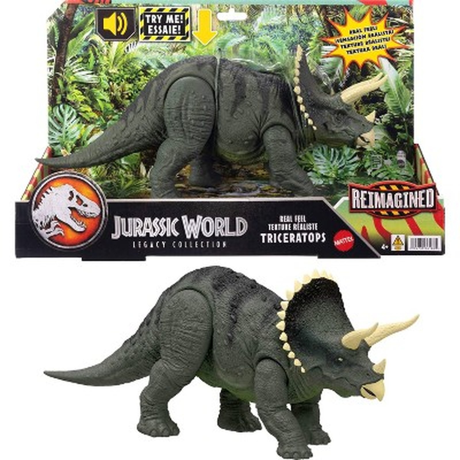 Jurassic World Reimagined Triceratops Dinosaur Figure – Real Feel Texture