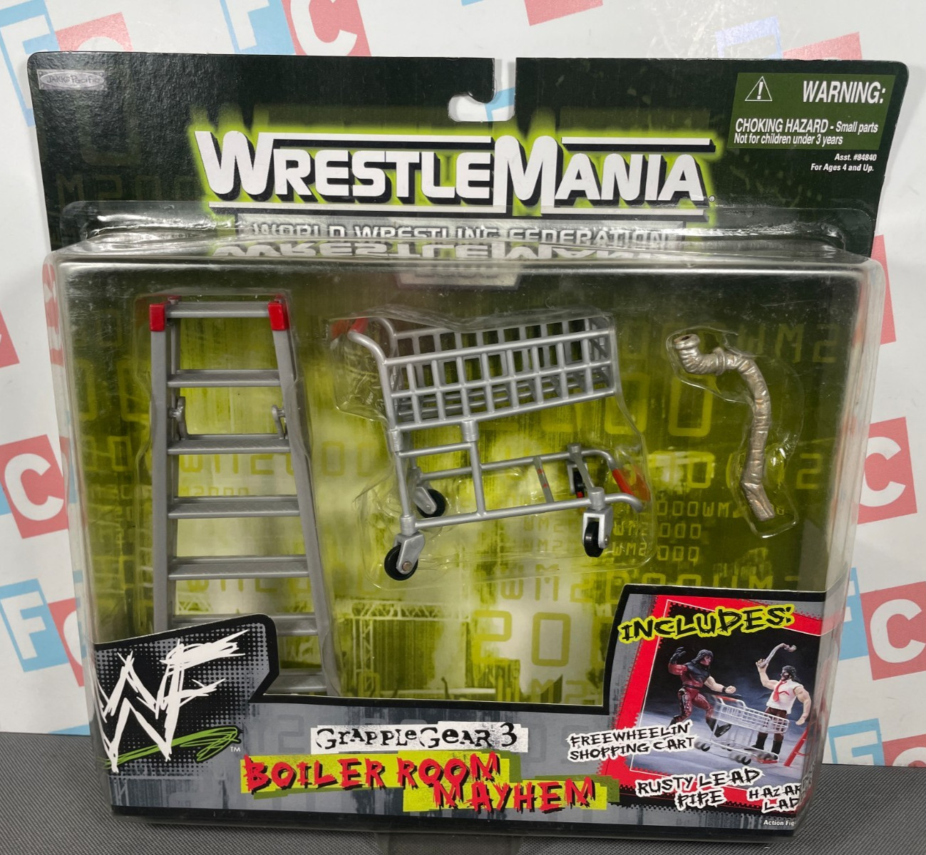 WWE Wrestling Jakks Grapple Gear 3 Boiler Room Mayhem Shopping Cart Ladder