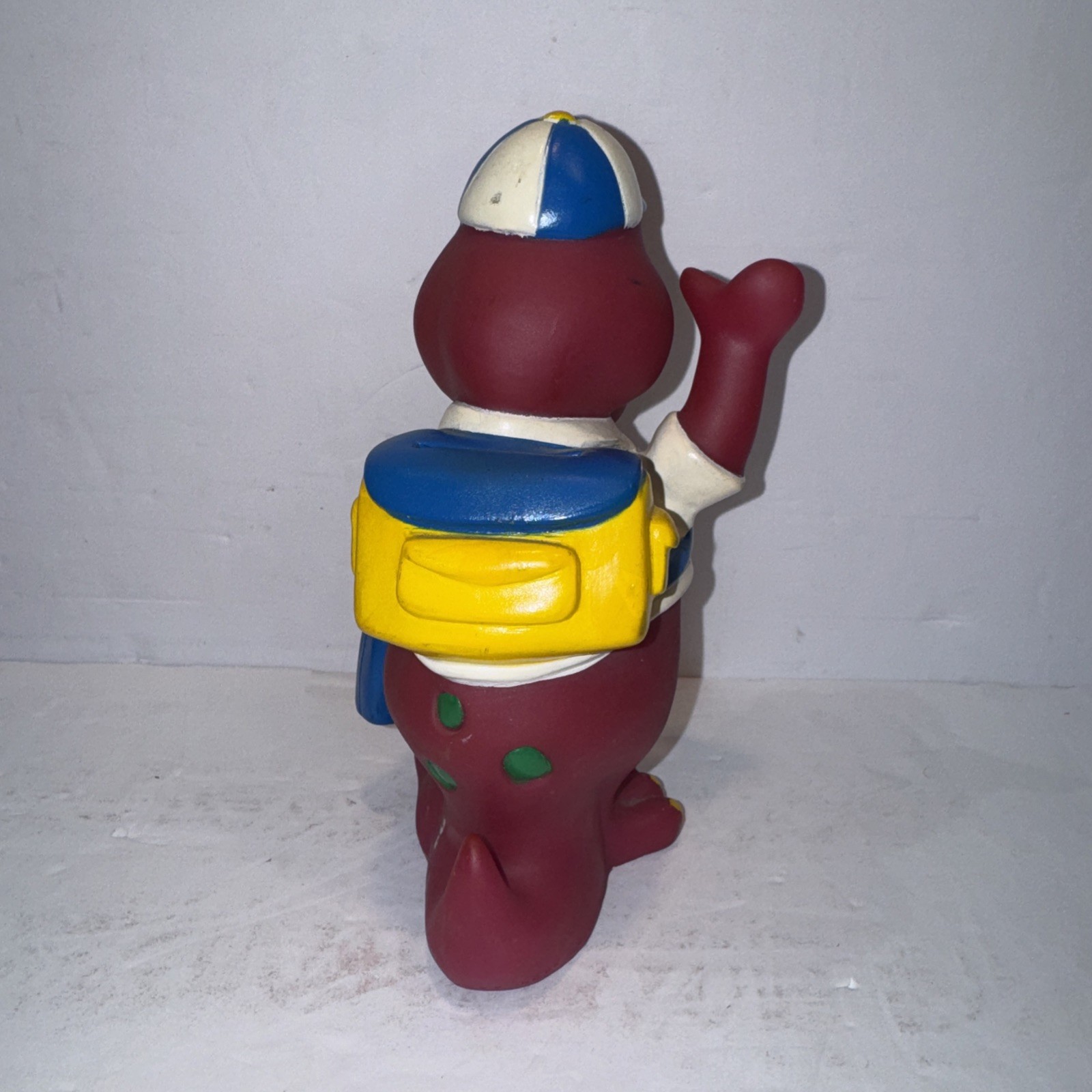 Vtg 1992 Lyons Group 7″ Barney Purple Dinosaur Coin Piggy Bank Back to School