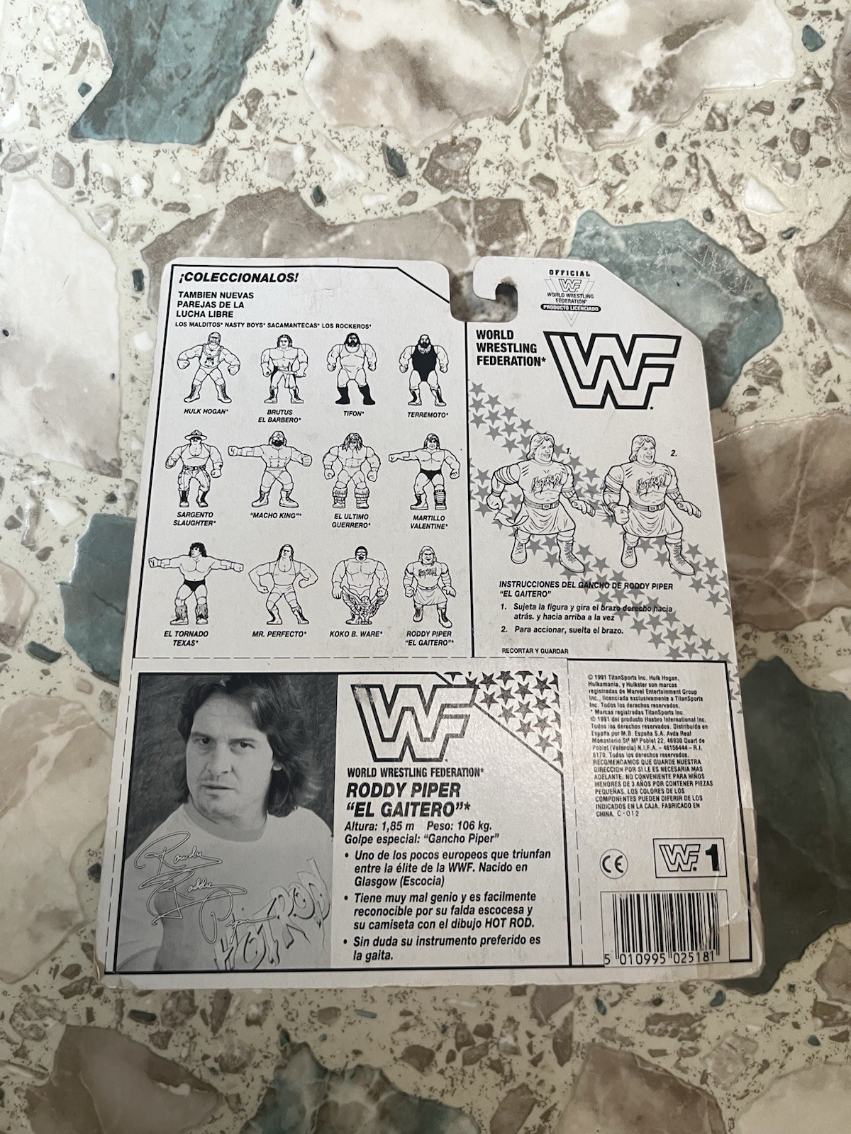 WWF Vintage Hasbro 1991 Rowdy Rowdy Action Figure Spanish