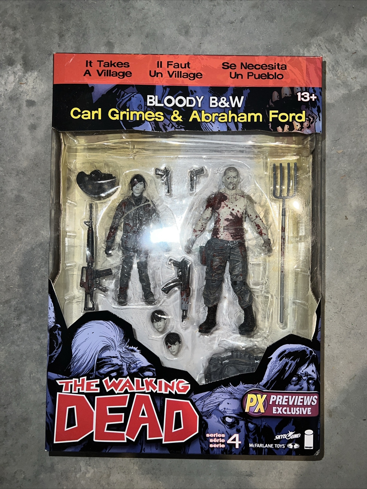 McFarlane Walking Dead Exclusive Carl Abraham Bloody Black & White New